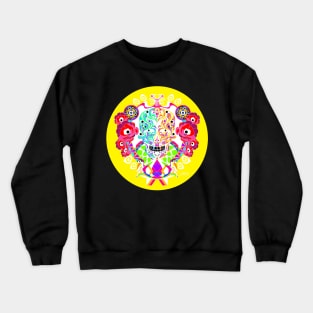 dark red rose crimson dawn ecopop tree of life catrina skull monster art Crewneck Sweatshirt